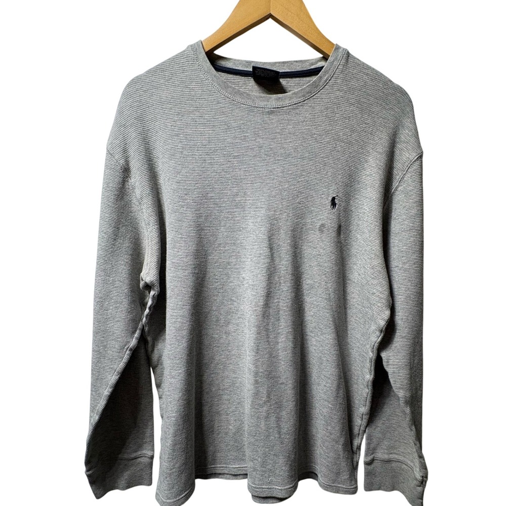 Polo Ralph Lauren Sleepwear Thermal Shirt Mens 2XL Gray Cotton Waffle Knit L/S